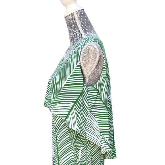 Chico’s Women’s S/M Tropical Palm Maxi Dress With Cascading Cropped Overlay - Picture 6 of 15